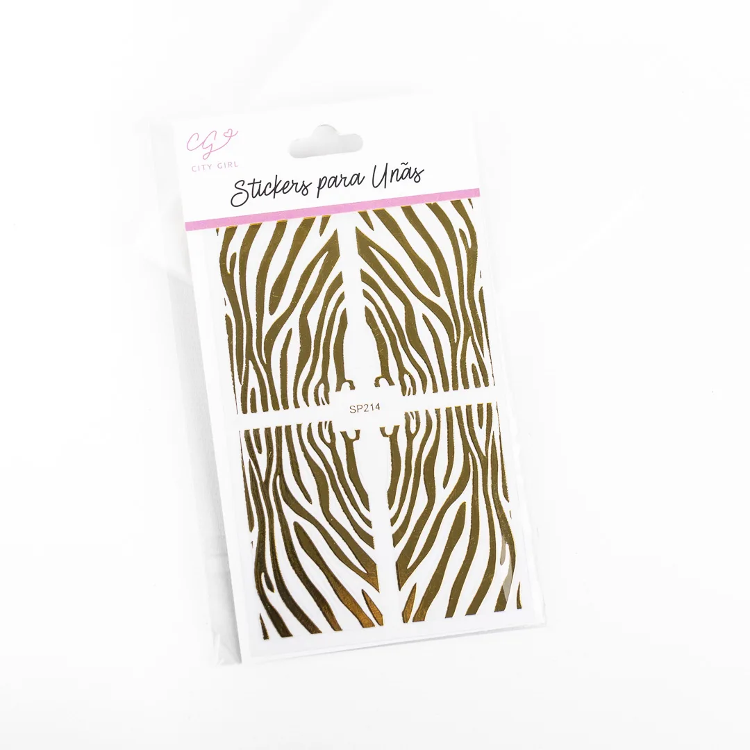 STICKERS PARA UÑAS ANIMAL PRINT DORADO