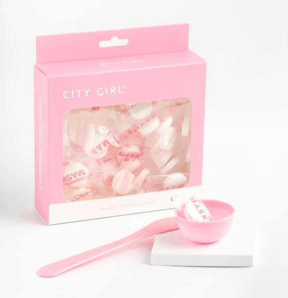 MASCARILLAS COMPRIMIDAS 30U + MINI BOWL Y ESPATULA - CITY GIRL