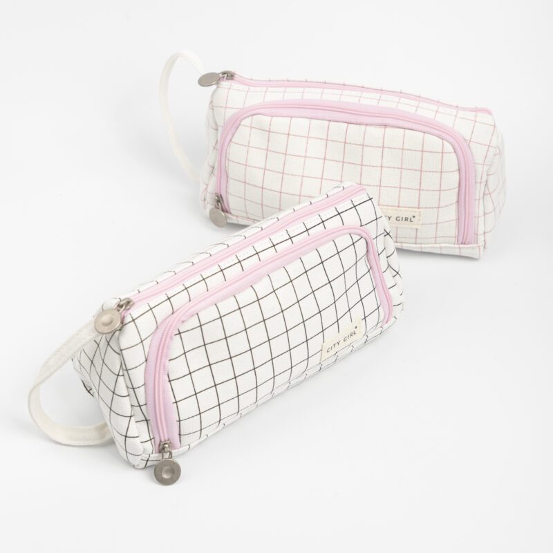 Cartuchera Doble Con Cuadros- City Girl
