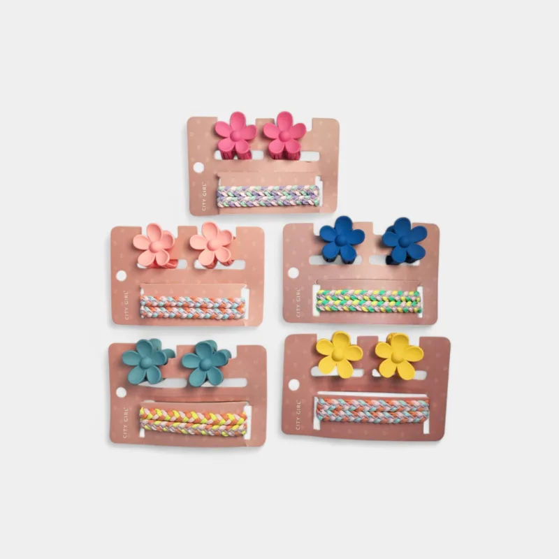 Kit De Hebilla Flor Mas Colitas x2pcs- City Girl