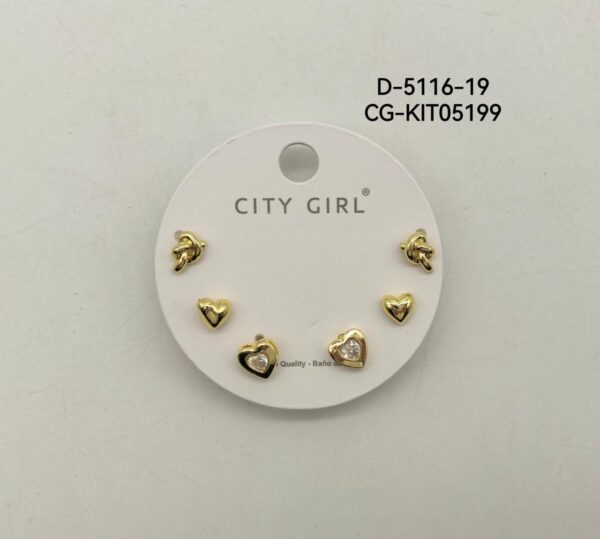 KIT DE AROS ACERO CITY GIRL