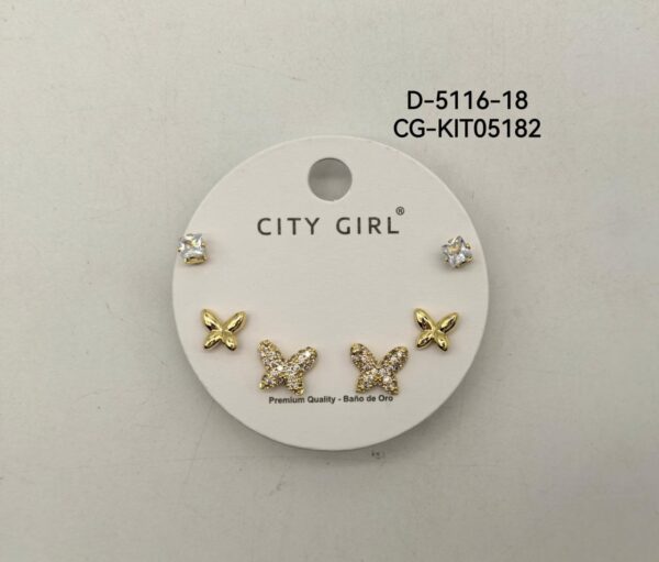 KIT DE AROS ACERO CITY GIRL