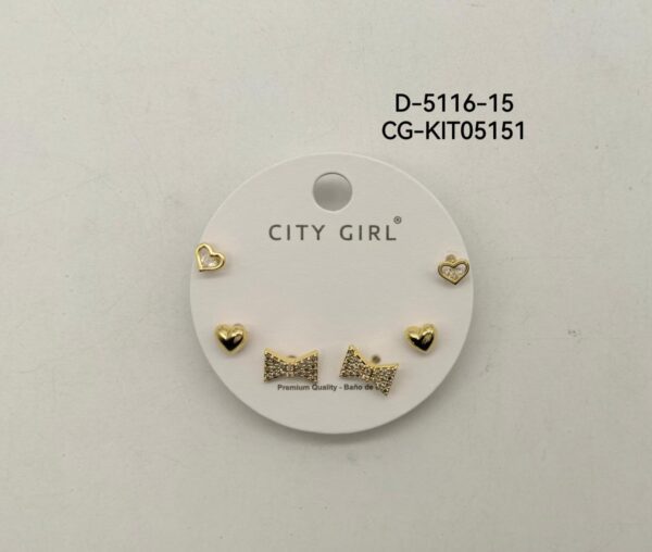 KIT DE AROS ACERO CITY GIRL