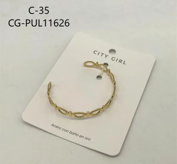 PULSERA DE ACERO EN BAÑO DE ORO CITY GIRL