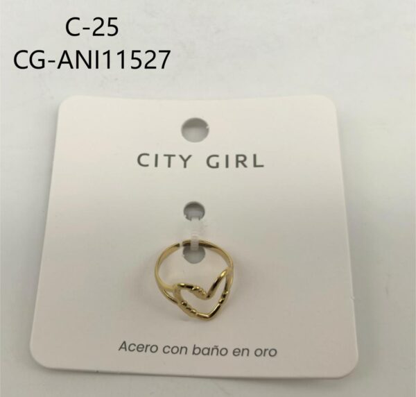 ANILLO DE ACERO BAÑADO EN ORO CITY GIRL