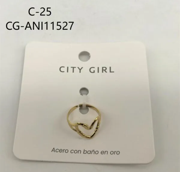 ANILLO DE ACERO BAÑADO EN ORO CITY GIRL