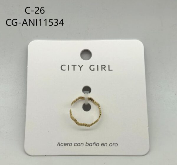 ANILLO DE ACERO BAÑADO EN ORO CITY GIRL