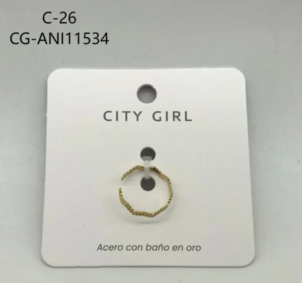 ANILLO DE ACERO BAÑADO EN ORO CITY GIRL