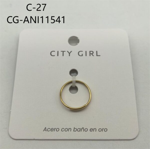ANILLO DE ACERO BAÑADO EN ORO CITY GIRL
