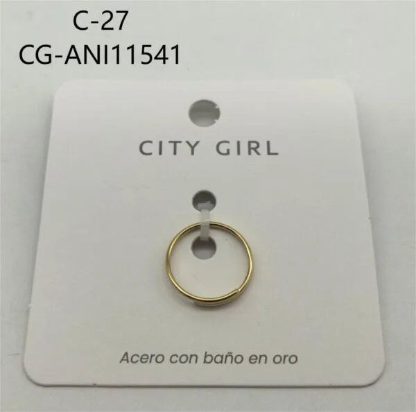 ANILLO DE ACERO BAÑADO EN ORO CITY GIRL
