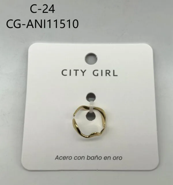 ANILLO DE ACERO BAÑADO EN ORO CITY GIRL