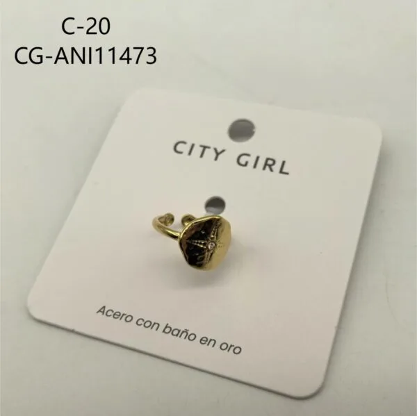 ANILLO DE ACERO BAÑADO EN ORO CITY GIRL