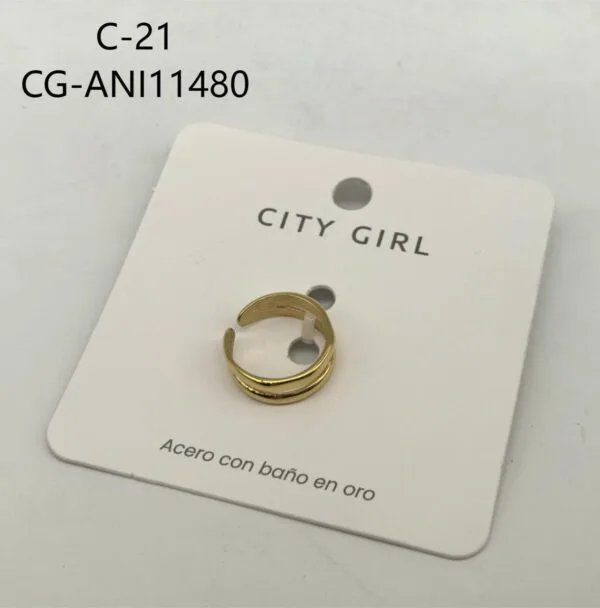 ANILLO DE ACERO BAÑADO EN ORO CITY GIRL