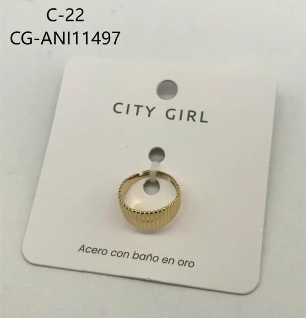ANILLO DE ACERO BAÑADO EN ORO CITY GIRL