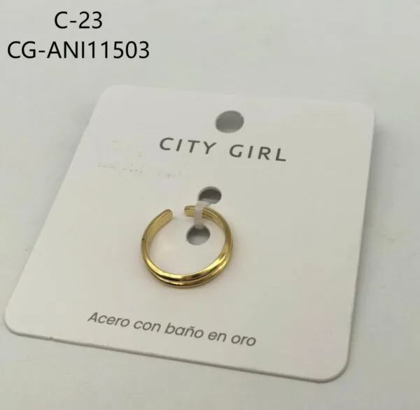 ANILLO DE ACERO BAÑADO EN ORO CITY GIRL