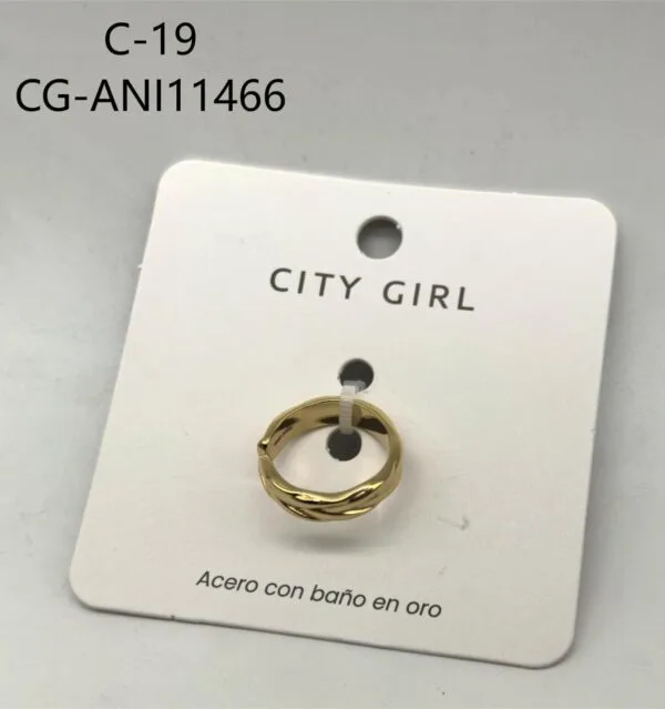ANILLO DE ACERO BAÑADO EN ORO CITY GIRL