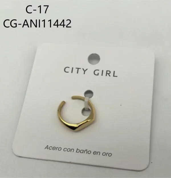 ANILLO DE ACERO BAÑADO EN ORO CITY GIRL