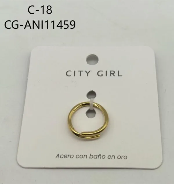 ANILLO DE ACERO BAÑADO EN ORO CITY GIRL