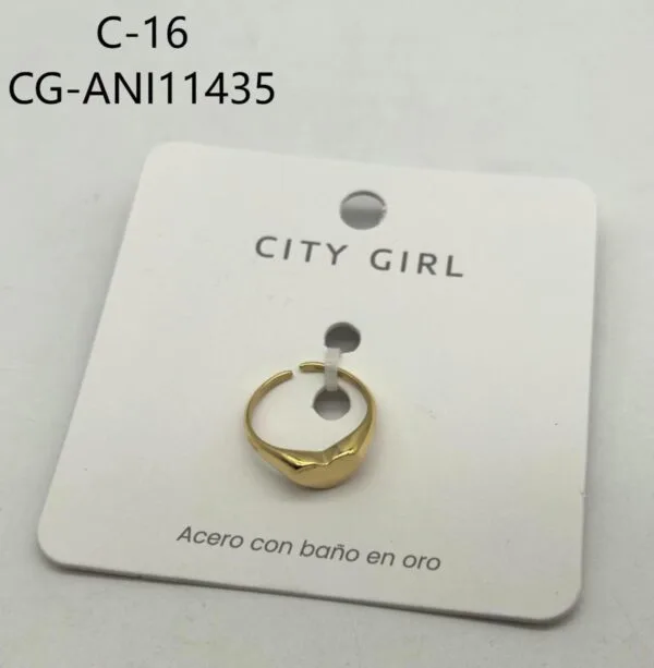 ANILLO DE ACERO BAÑADO EN ORO CITY GIRL
