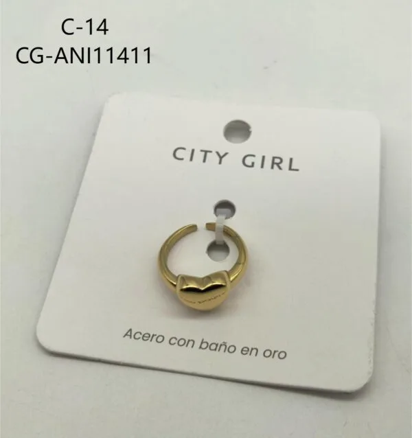 ANILLO DE ACERO BAÑADO EN ORO CITY GIRL