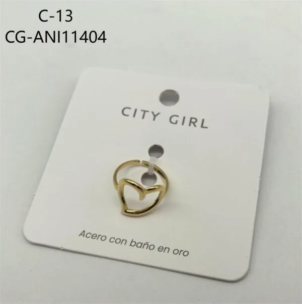 ANILLO DE ACERO BAÑADO EN ORO CITY GIRL