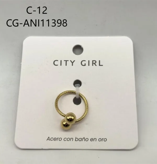 ANILLO DE ACERO BAÑADO EN ORO CITY GIRL