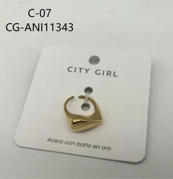 ANILLO DE ACERO BAÑADO EN ORO CITY GIRL