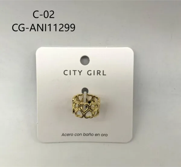 ANILLO DE ACERO BAÑADO EN ORO CITY GIRL