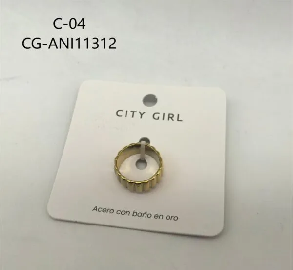 ANILLO DE ACERO BAÑADO EN ORO CITY GIRL