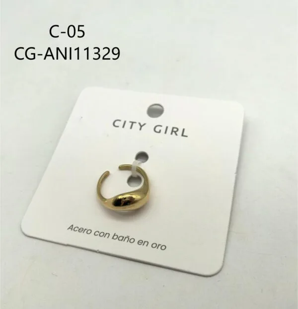 ANILLO DE ACERO BAÑADO EN ORO CITY GIRL