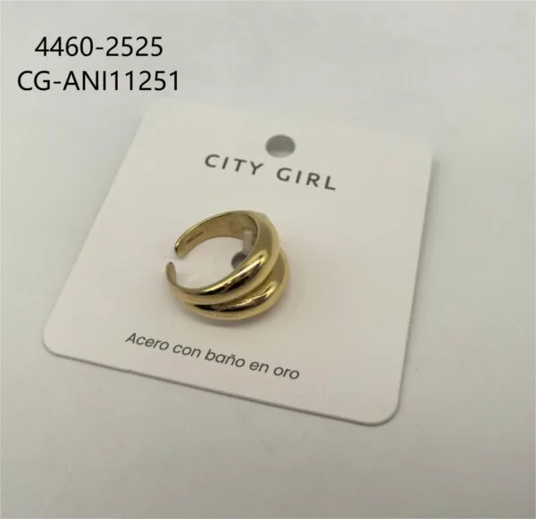 ANILLO DE ACERO BAÑADO EN ORO CITY GIRL