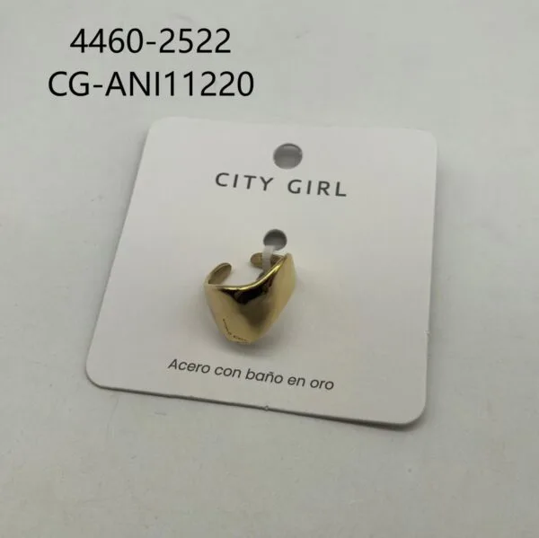 ANILLO DE ACERO BAÑADO EN ORO CITY GIRL