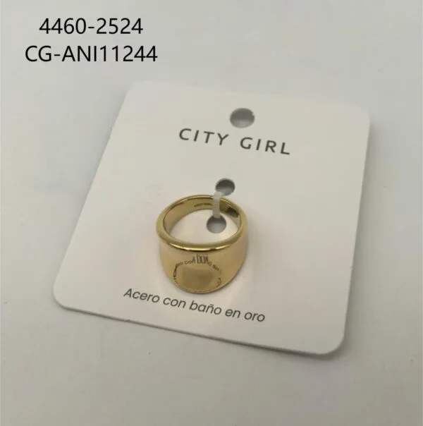 ANILLO DE ACERO BAÑADO EN ORO CITY GIRL