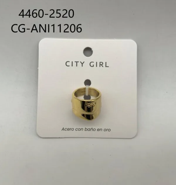 ANILLO DE ACERO BAÑADO EN ORO CITY GIRL