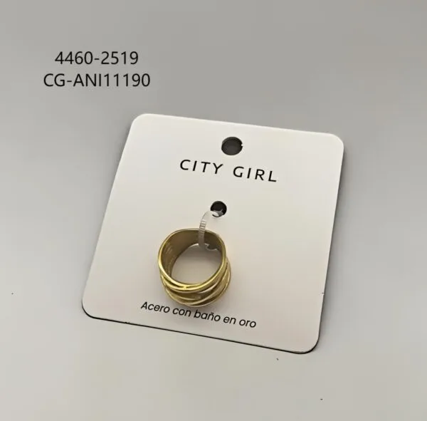 ANILLO DE ACERO BAÑADO EN ORO CITY GIRL