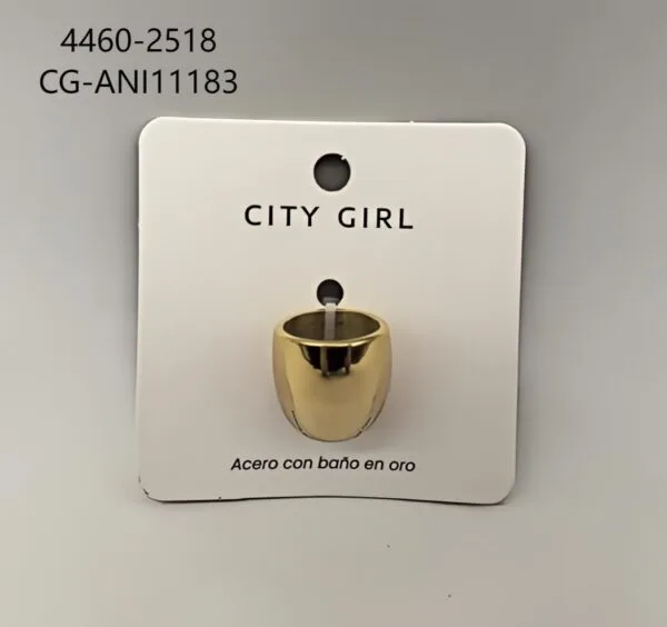 ANILLO DE ACERO BAÑADO EN ORO CITY GIRL