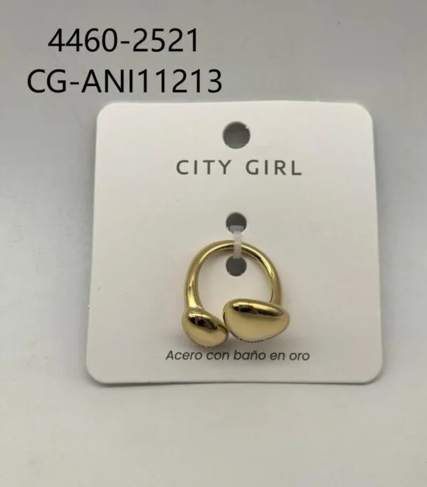 ANILLO DE ACERO BAÑADO EN ORO CITY GIRL
