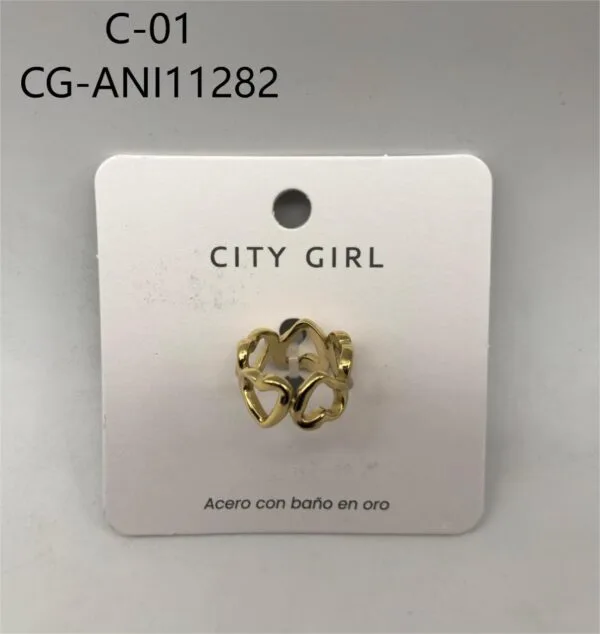 ANILLO DE ACERO BAÑADO EN ORO CITY GIRL
