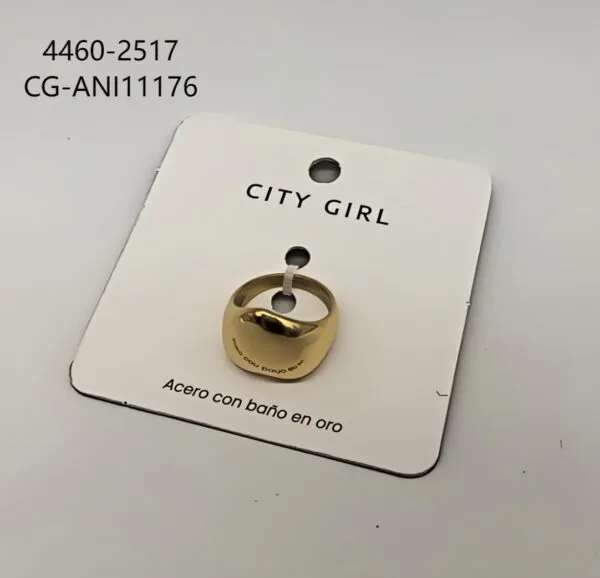 ANILLO DE ACERO BAÑADO EN ORO CITY GIRL