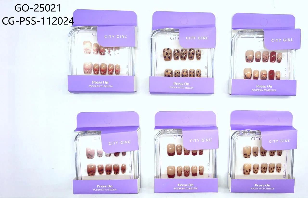 PRESS ON CUADRADAS EFECTO OJO DE GATO ANIMAL PRINT CITY GIRL