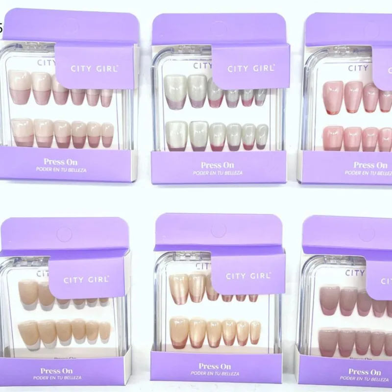 PRESS ON CUADRADAS EFECTO OJO DE GATO C/FRANCESITA CITY GIRL