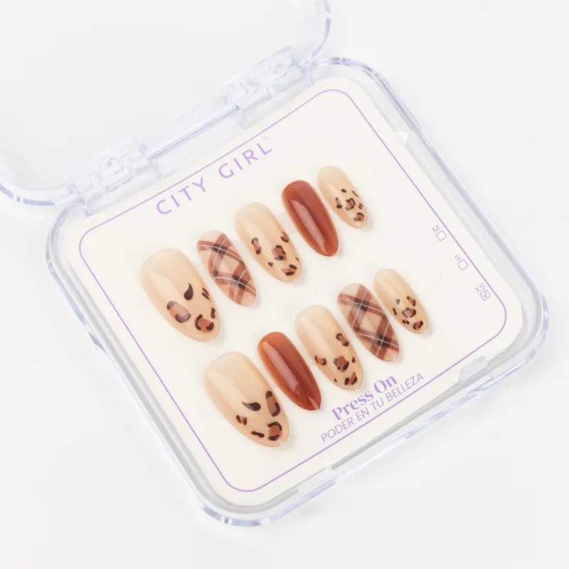 PRESS ON NAILS ALMENDRA ANIMAL PRINT