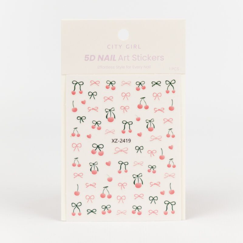 STICKERS DE CEREZAS Y MOÑOS PARA UÑAS