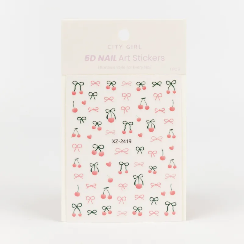 STICKERS DE CEREZAS Y MOÑOS PARA UÑAS