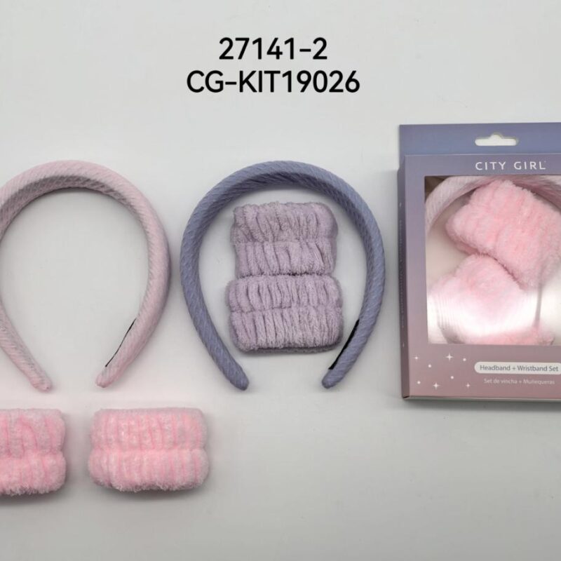 KIT DE VINCHAS CON MUÑEQUERAS PARA SKINCARE