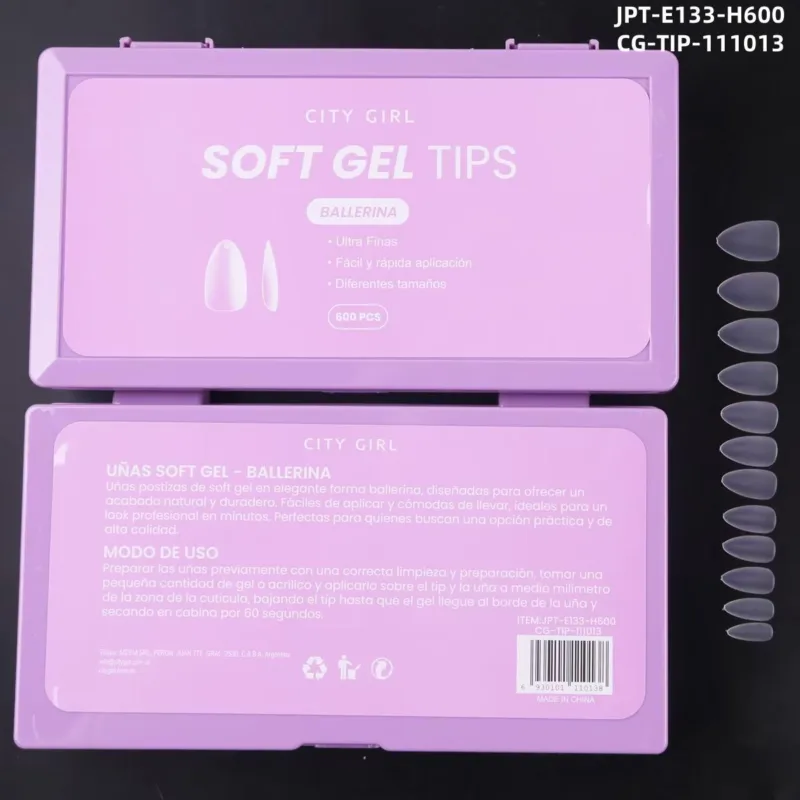 TIPS SOFT GEL ALMENDRA CORTA 600U EN CAJA