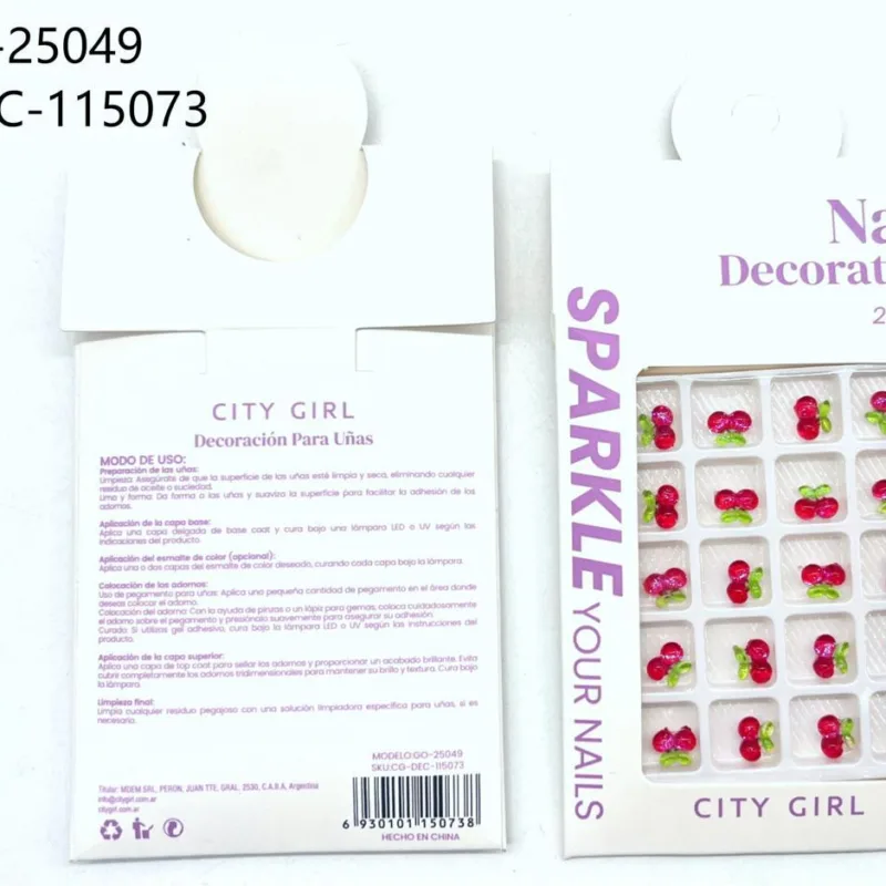 DECORACIÓN DE UÑAS CEREZAS CITY GIRL