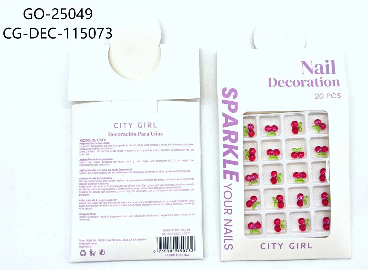 DECORACIÓN DE UÑAS CEREZAS CITY GIRL