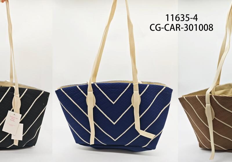 CARTERA DE TELA UNICOLOR CON LINEAS