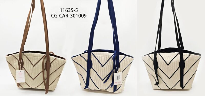 CARTERA DE TELA CON LINEAS DE COLOR